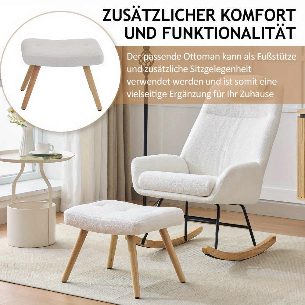 Schommelstoel – Relaxstoel – Fauteuil – Loungestoel – Woonkamerstoel – Teddy Velvet Bekleding – Geïnjecteerd IJzeren Frame Met Rubberen Poten