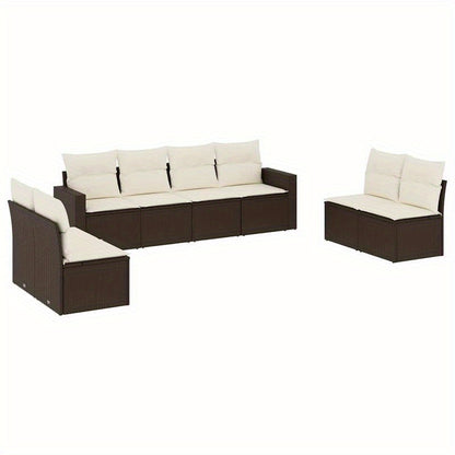 Loungeset – Tuinset – Loungesofa – Hoekbank – Buitenbank – Bruin Resin – Weerbestendig Resin – Comfortabele Polyester Kussens