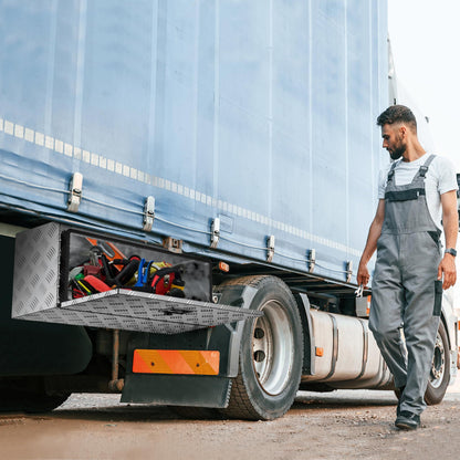 Aluminium Gereedschapskist – Gereedschapskoffer – Opbergkist – Werkzeugkist – Beveiligde Kist – Stevig Gegolfd Aluminium – Waterdicht Met Slot – 76,2x35,5x40,6 cm – Vlak Handvat Voor Onder Busje