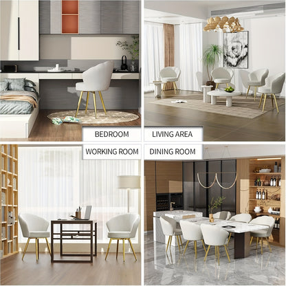 Velvet Fauteuil – Fluwelen Stoel – Lounge Stoel – Relaxfauteuil – Witte Zetel – Zacht Memory Foam – Gouden Metalen Poten