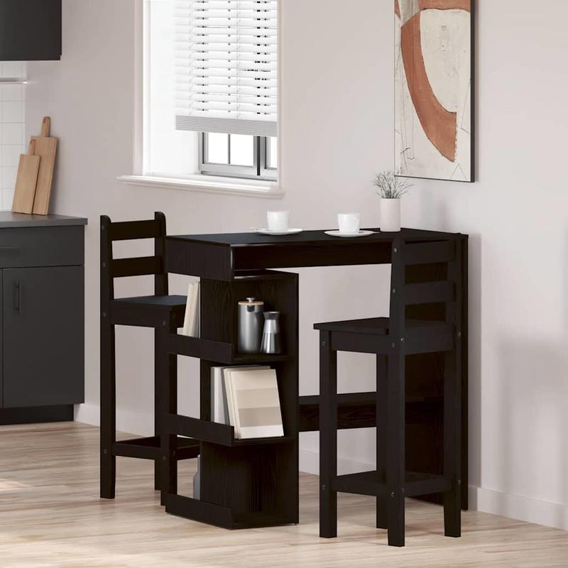 Bartafel – Barkruktafel – Keukentafel – Ontbijttafel – Zwarte Eikenhouten Bar Tafel Schwarz – Ruimtebesparend Design – Extra Opbergruimte