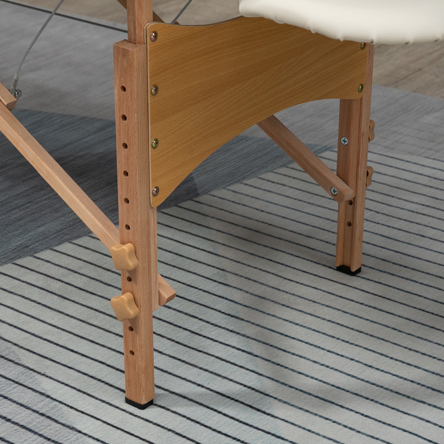 Massagetafel – Massagetafel Hout – Massagebank – Therapie Tafel – Opvouwbare Massagetafel – Draagbaar Design – Verstelbare Hoogte 61-88 cm – Beukenhout Crème Beige