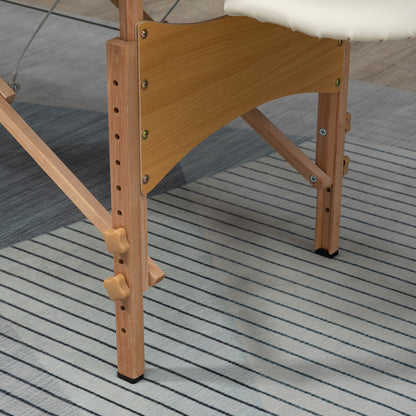 Massagetafel – Massagetafel Hout – Massagebank – Therapie Tafel – Opvouwbare Massagetafel – Draagbaar Design – Verstelbare Hoogte 61-88 cm – Beukenhout Crème Beige