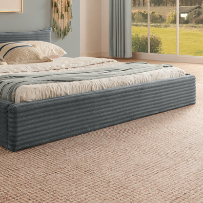 Tweepersoonsbed – Bed – Slaapbank – Ledikant – Boxspring – Donkergrijs Chenille – 140x200 cm – Zachte Velours Bekleding – Stevig Frame