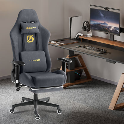 Gamingstoel – Gamestoel – Game Chair – Bureaustoel – Gaming Chair – Ergonomisch Design – Suède Bekleding – Verstelbare Rugleuning 90°-165° – Max. Belastbaar 150 kg