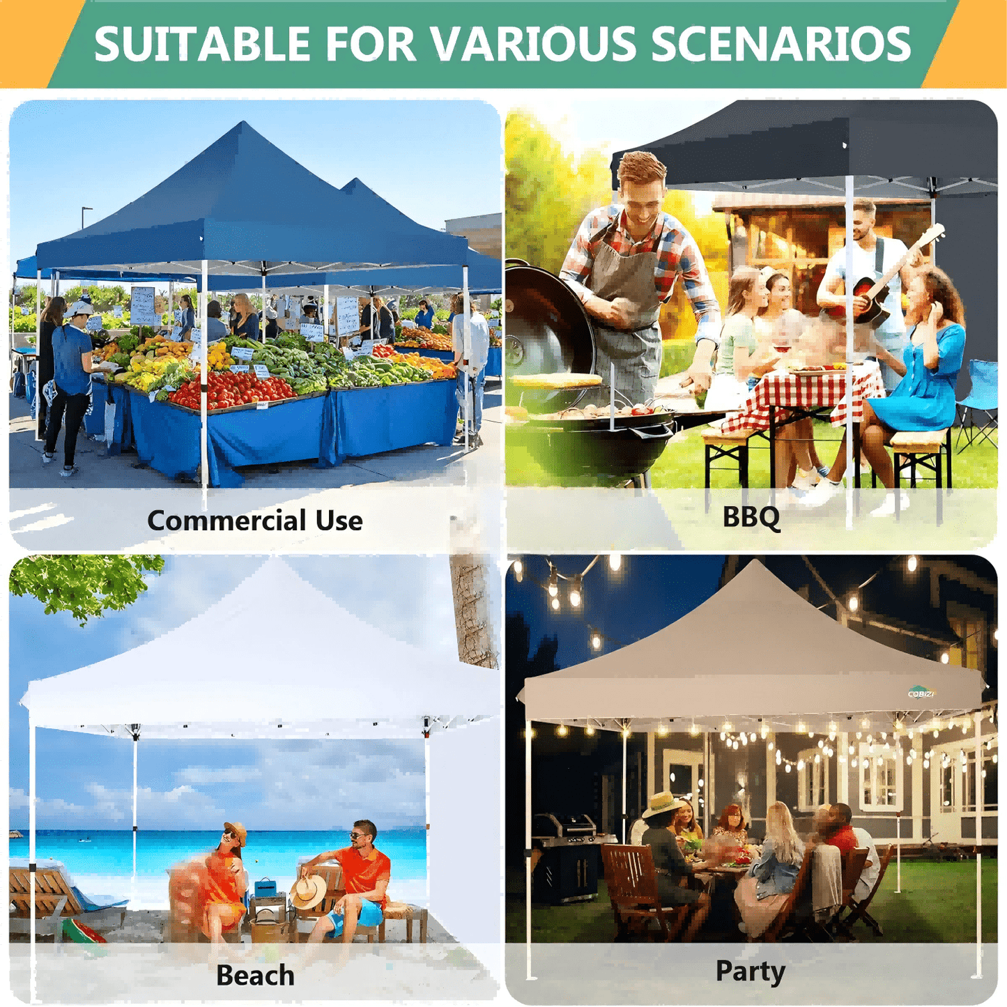 3.05x3.05meter Pop-Up Tent With 4 Removable Sidewalls, Awning With 4 Sandbags, UPF 50+, With Clear Windows, Pop-Up Canopy Tent, Easy To Set Up, With Carrying Storage Bag For Parties, Trade Shows, Sporting Events, Disaster Rel
