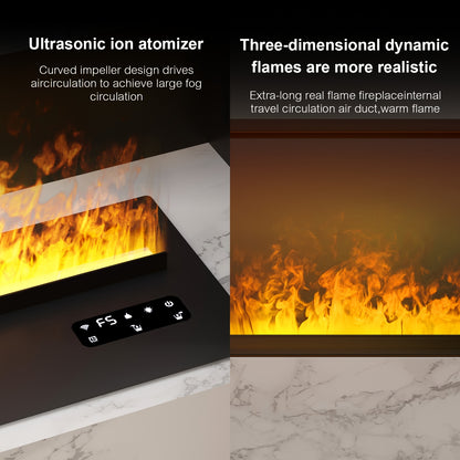 3D Elektrische Open Haard – Elektrische Haard – Sfeerhaard – Wandhaard – Mistverneveling Haard – 100 cm – LED Vlammen Met Mist Effect – Luchtbevochtiging Met Timer