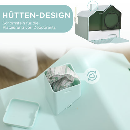 Kattenbak – Kattenbakje – Kattentoilet – Kattentoiletje – Kattenbak Met Huisje – Uitneembare Bodem – Ingebouwde Zeeflaag
