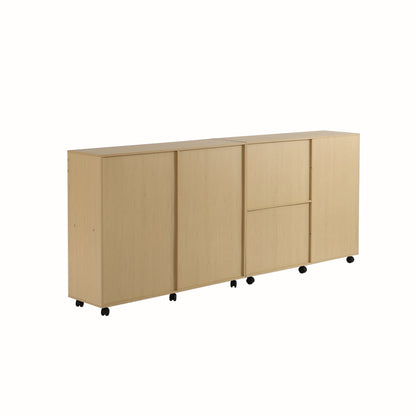 Boekenkast – Opbergkast – Vakkenkast – Stellingkast – Open Kast – Bamboe Materiaal – 6 Planken + Verborgen Deurtje – Vrijstaand – 69 cm Hoog – Natuurlijk Beige/Wit – 3,2 Kubieke Voet Opbergruimte – Modern Minimalistisch Design