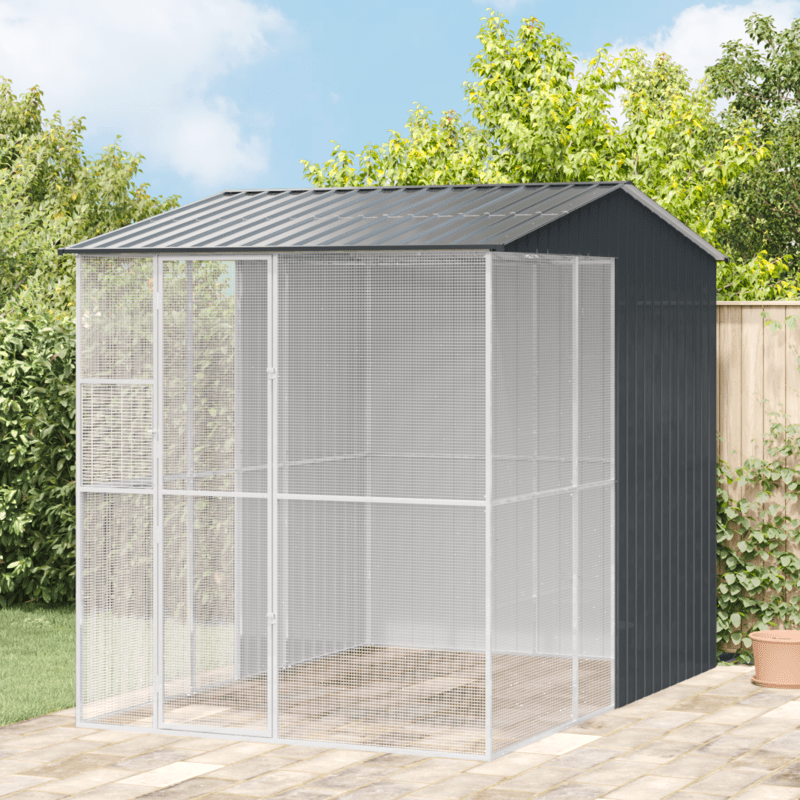 Vogelkooi – Vogelvolière – Papegaai Kooi – Exotenkooi – Buitenkooi – Gegalvaniseerd Staal – Roestbestendige Coating – 215x310x247 cm – Robuuste Constructie – Geschikt Voor Buitengebruik