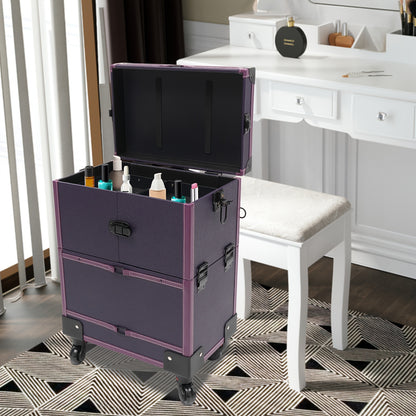 Make-upkoffer – Make-up Train Case – Cosmetica Koffer – Beautycase – Trolley – Stevig Materiaal – Ingebouwde Spiegel