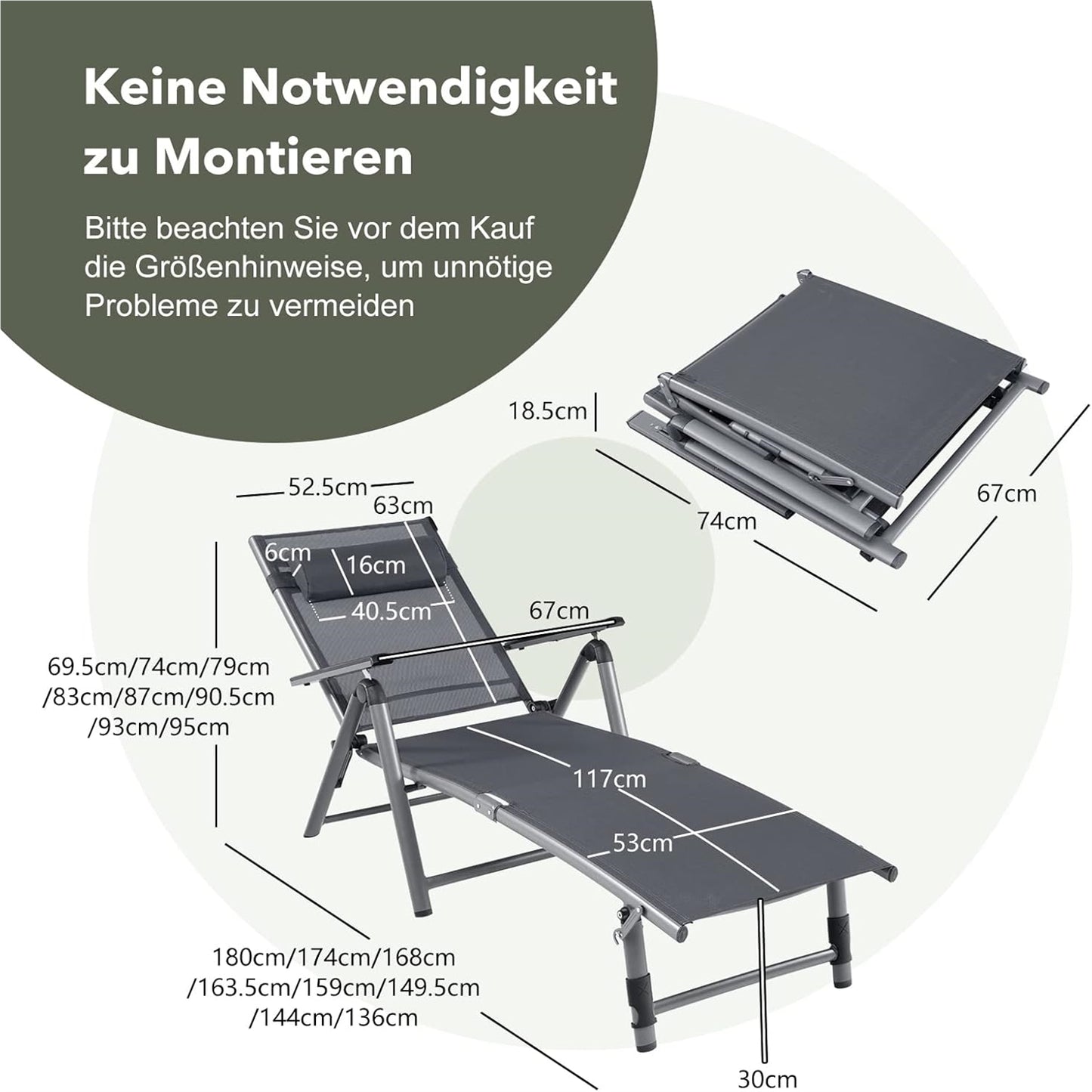 Buitenzonligstoel – Tuinstoel – Ligstoel – Zonnestoel – Inklapbare Ligstoel – Aluminium Frame – 8-Standen Rugleuning – Sneldrogende Stof