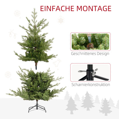 Kunstkerstboom – Kunstkerstboom met LED – Kunstkerstboom nepspar – Kunstkerstboom groen – Kunstkerstboom binnen – Realistische uitstraling – Eenvoudig op te zetten – 150 cm hoog – Stevige metalen voet