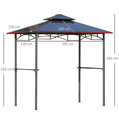 Barbecue Shelter – Tuinoverkapping – BBQ Paviljoen – Grill Schuur – Buitenkeuken Overkapping – Aluminium Constructie – Dubbel Polycarbonaat Dak – Zwart