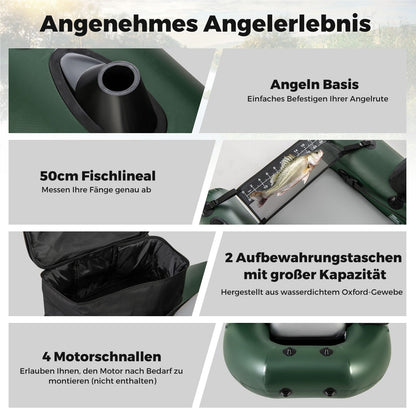 Opblaasbare Vissersboot – Rubberboot – Bellyboot – Visboot – Peddelboot – Met Verstelbare Rugleuning – Lichtgewicht 100 Kg Belastbaar – Afmeting 157x114x35 cm
