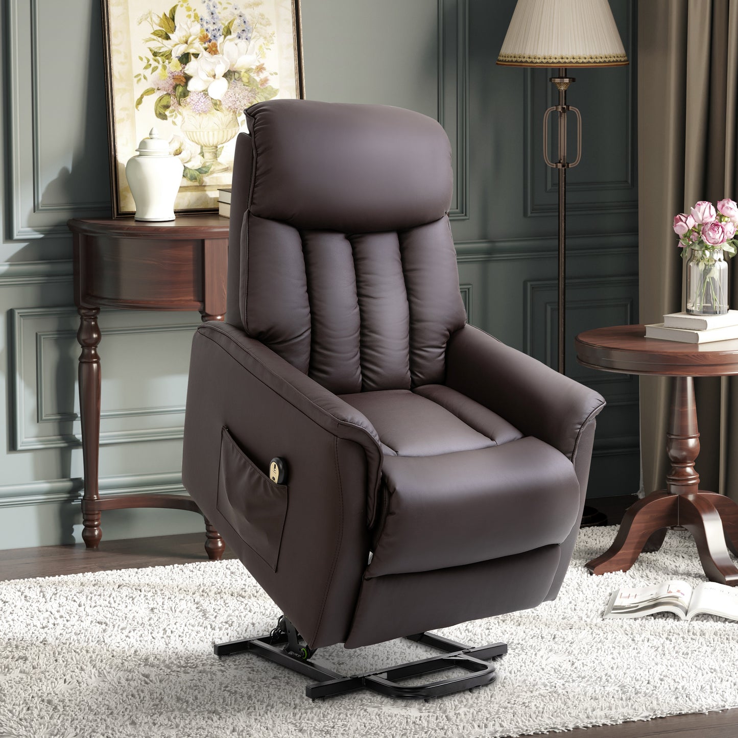 Sta-op-stoel – Liftfauteuil – Relaxstoel – Elektrische Fauteuil – Verstelbare Rugleuning – 150 kg Draaggewicht – Afstandsbediening – Bruin Kunstleer