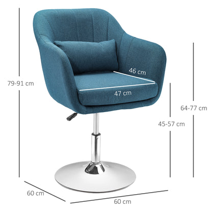 Lounge Chair – Fauteuil – Relaxstoel – Loungestoel – Zetel – Verstelbare Hoogte – 360° Draaibaar – Hoogwaardig Schuim – Chromen Metalen Onderstel – Blauwgroen