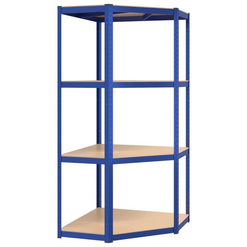 Opbergrek – Opbergkast – Stellingkast – Magazijnstelling – Opbergrek – 4 Lagen – Stalen Frame & Houten Planken – Extra Sterk & Gemakkelijk Te Monteren