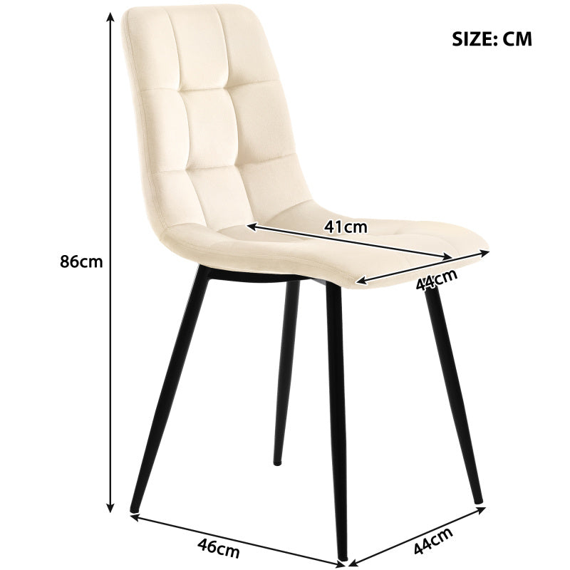 Eetkamerstoel – Stoel – Designstoel – Kuipstoel – Vintage stoel – Set van 4 – Antique White – Met Metalen Frame – Comfortabele Gestoffeerde Zitting