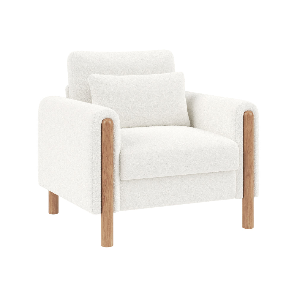 Contemporary White Ergonomic Armchair with Memory Foam Cushioning & Solid Backrest - Soft-Padded Comfortable Lounge Chair, Easy Assembly, Durable Metal Frame for Living Room, Bedroom, Office - Modern Minimalist Design, Space-