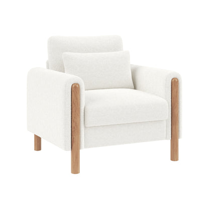 Contemporary White Ergonomic Armchair with Memory Foam Cushioning & Solid Backrest - Soft-Padded Comfortable Lounge Chair, Easy Assembly, Durable Metal Frame for Living Room, Bedroom, Office - Modern Minimalist Design, Space-