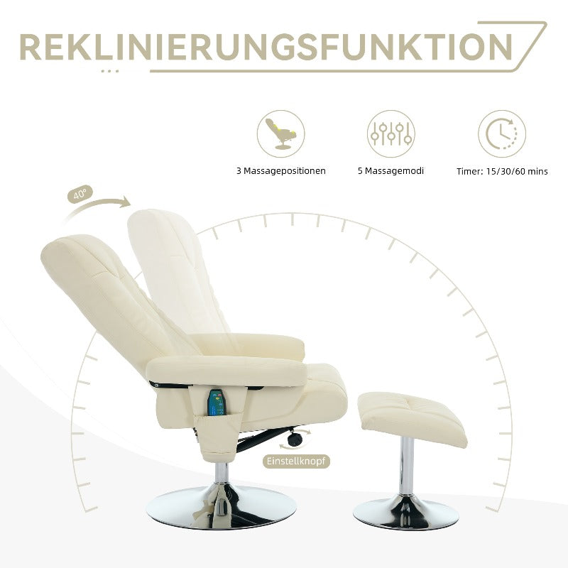 Recliner Chair with Massage & Heat - 360° Swivel Power Lift, Beige PU Leather, No Electricity Needed, Adjustable Height, Ergonomic Design for Living Room, Home Office, Bedroom - Comfortable Relaxation Chair, Recliner Chair f