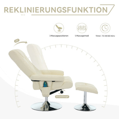 Recliner Chair with Massage & Heat - 360° Swivel Power Lift, Beige PU Leather, No Electricity Needed, Adjustable Height, Ergonomic Design for Living Room, Home Office, Bedroom - Comfortable Relaxation Chair, Recliner Chair f