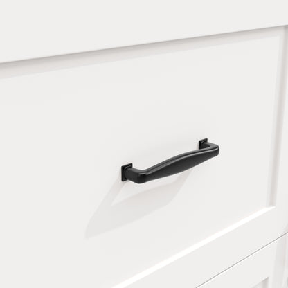 Keukeneiland – Keukentrolley – Keukenkast – Buffetkast – Serveerwagen – 5 Laden – Verstelbare Legplanken – Glazen Deuren – Houten Werkblad – Wieltjes – Wit – 140x40(63,5)x95 cm