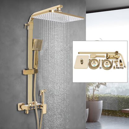 Douche Systeem – Douche Set – Complete Douche Set – Badkamer Douche – Regendouche – Gouden 4-in-1 Douche Systeem – 22,86x22,86 cm Regendouche – Messing Duurzaam