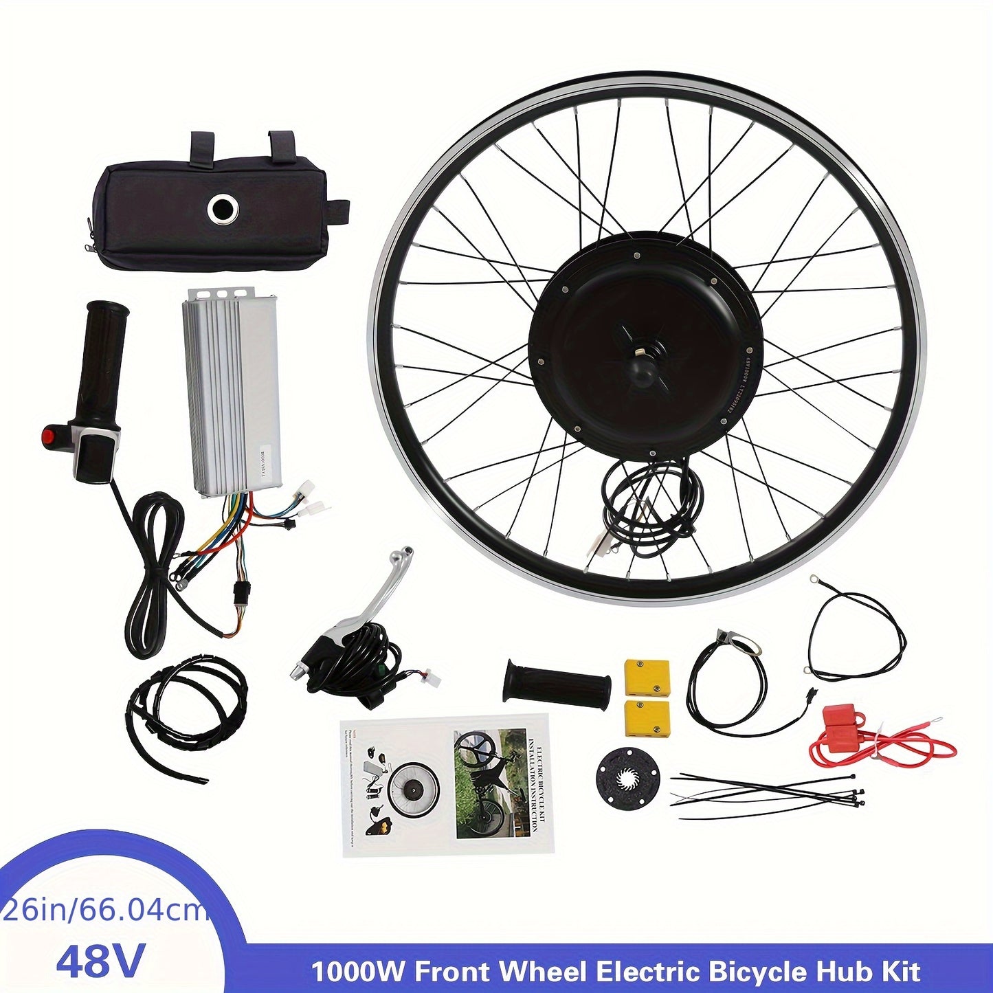Fietswiel – Voorwiel – Stadsfiets Wiel – Elektrisch Wiel – Fiets Upgrade Kit – 26 Inch Aluminium Velg – 1000W Borstelloze Motor