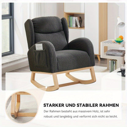 Hangstoel – Schommelstoel – Hangfauteuil – Loungestoel – Zitstoel – Donkergrijs Teddypluche – Houten Frame – Comfortabel Padded Zitkussen – Ergonomisch Design