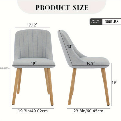 Eetkamerstoelen – Stoelen – Kuipstoelen – Keukenstoelen – Bureau Stoelen – Set van 2 Grijs – Polyester Bekleding – Houten Poten – Afmetingen 43x50x81 cm