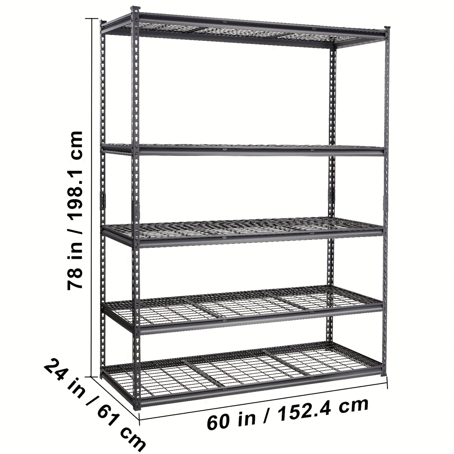 L-vormige Metalen Wandplank – Hoekplank – Wandrek – Opbergplank – Stelling – Stevig Metaal – 152,4 x 60,96 x 198,12 cm