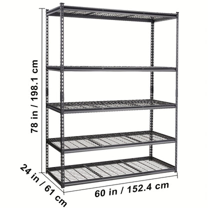L-vormige Metalen Wandplank – Hoekplank – Wandrek – Opbergplank – Stelling – Stevig Metaal – 152,4 x 60,96 x 198,12 cm