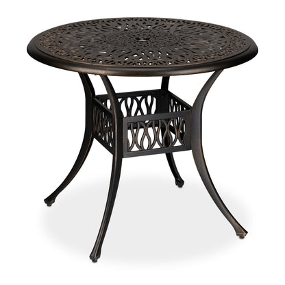 Ronde Tuintafel – Balkon Tafel – Buiten Tafel – Terras Tafel – Eettafel Buiten – Gegoten Aluminium – Parasolgat 5 cm