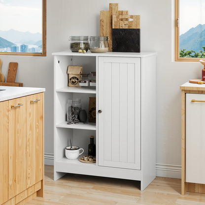 Opbergkast – Opbergmeubel – Kast – Opbergrek – Opbergkastje – Bamboe – Wit – Vrijstaand – Verstelbare Planken – 60x30x80 cm – Duurzaam – Montagevrij