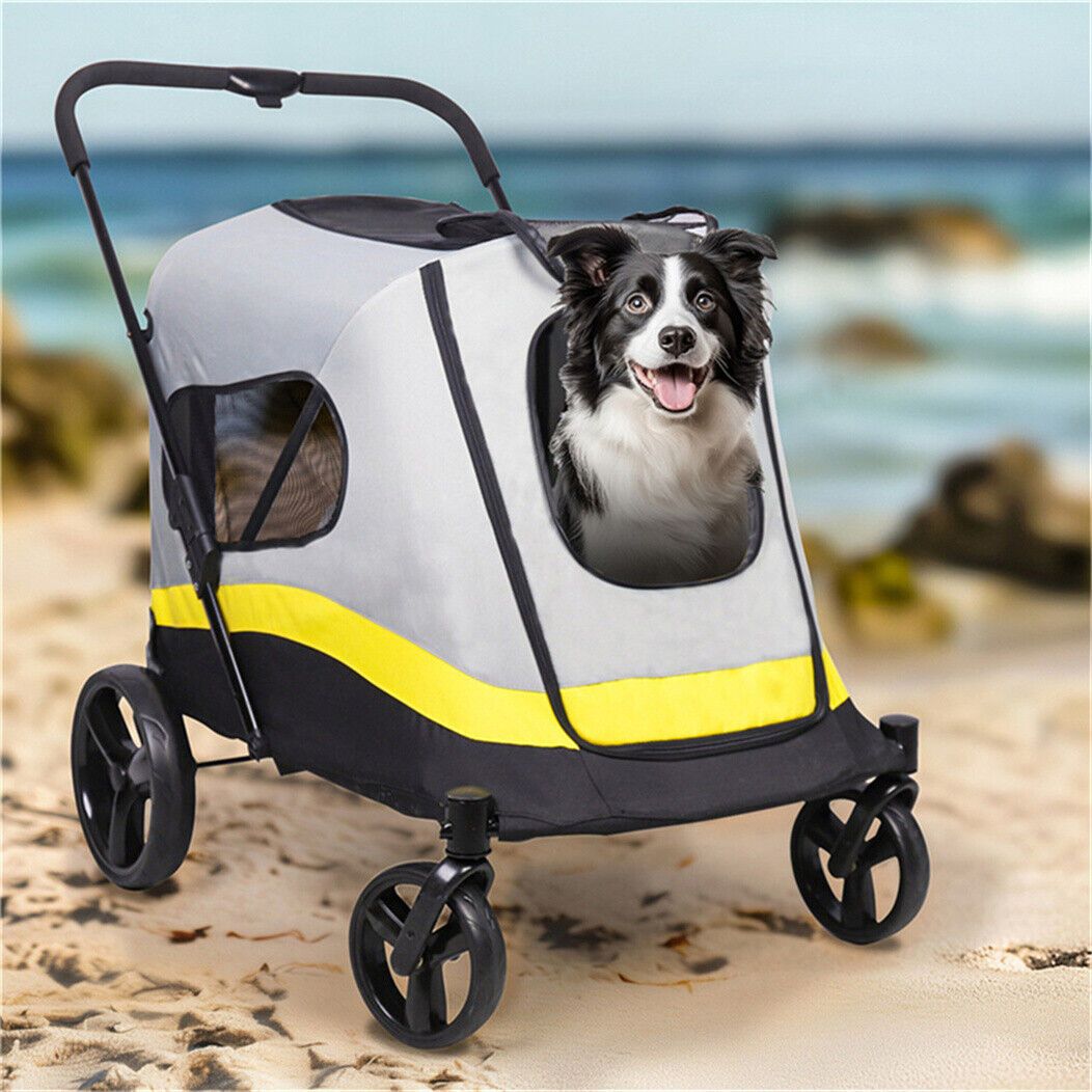 Hond Jogger Stroller – Hondenwagen – Hond Buggy – Hond Wandelwagen – Hond Pushchair – Extra Groot – Inclusief Regenhoes – 4 Wielen – Stevig Stalen Frame – Comfortabel Voor Oudere Honden