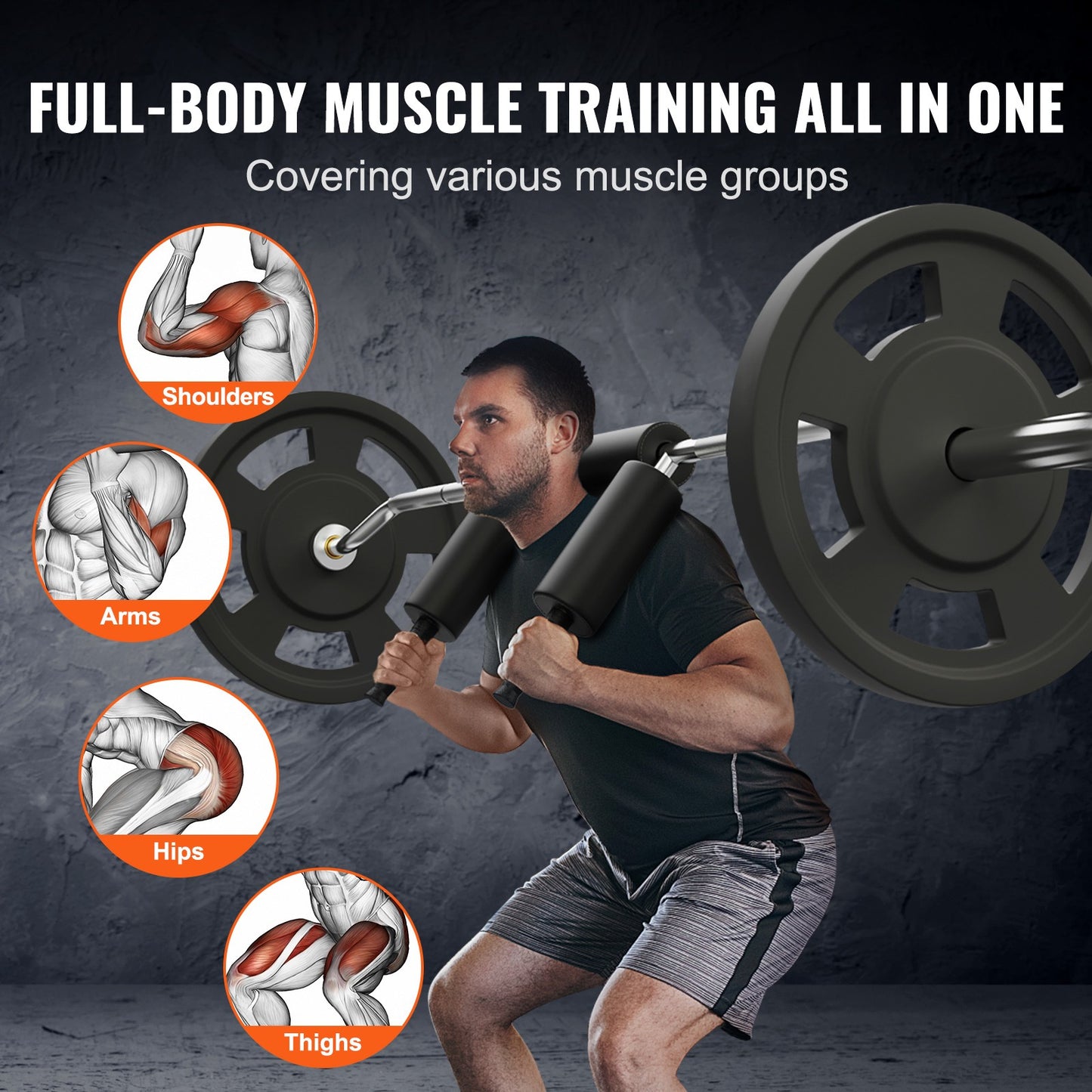 Veiligheids Squat Bar – Fitness Barbell – Krachttraining Bar – Revalidatie Bar – Gewicht Bar – 28 mm Staal – Schouder Foam Padding – Max 320 kg Belastbaar