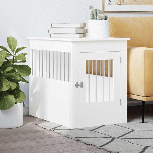 Dog Cage Made of Engineered White Wood 55X80X68 Cm