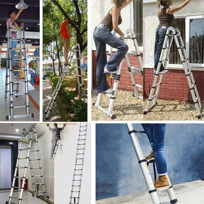 Telescopische Ladder – Inklapbare Ladder – Uitschuifbare Ladder – A-Frame Ladder – Vouwladder – 5 Meter Hoogte – Roestvrij Staal