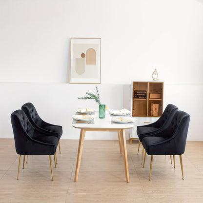 Eetkamerstoelen – Dining Stoelen – Velours Stoelen – Zwarte Stoelen – Set Van 2 – Comfortabele Zitting – Stevig Metalen Frame