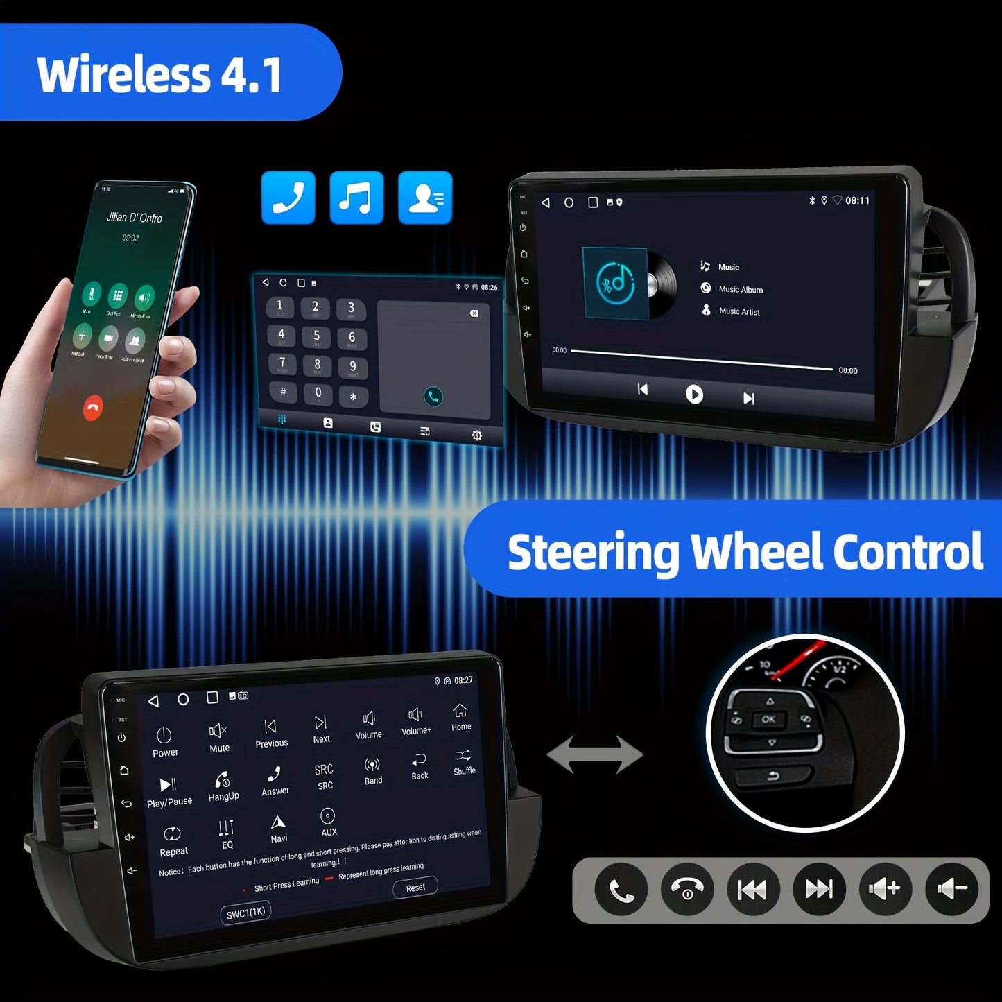 Android Autoradio – Multimedia Speler – Car Stereo – Navigatiesysteem – Auto Radio – 9 Inch Touchscreen – Android 14 OS – Draadloze CarPlay & Achteruitrijcamera
