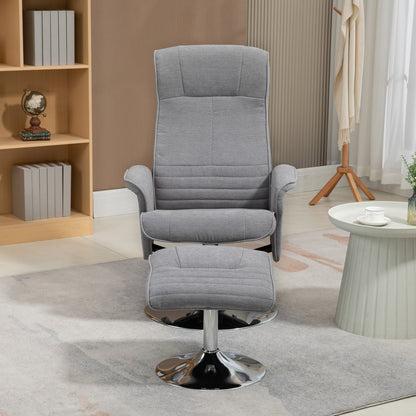 Relaxfauteuil – Draaifauteuil – Loungestoel – TV-stoel – Verstelbare Fauteuil – Met Voetenbank – 360° Draaibaar – Max. 150 kg Belastbaar – Grijs Velvet