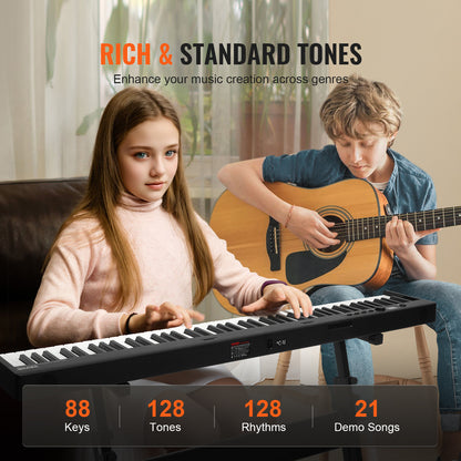 88 Toets Vouwbaar Keyboard – Draagbaar Piano Keyboard – MIDI Keyboard – Elektronische Piano – Opvouwbaar Keyboard – Bluetooth 5.0 Connectivity – Verstelbare Standaard