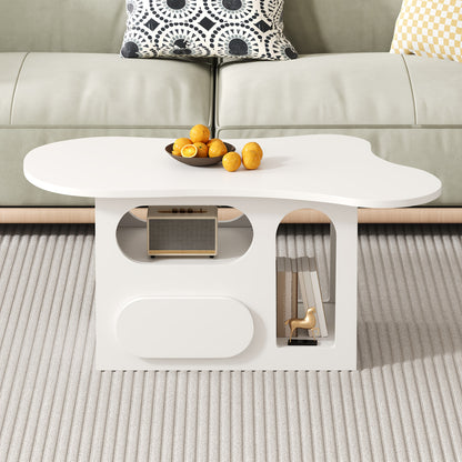 Salontafel – Tafel – Koffietafel – Woonkamertafel – Bijzettafel – Wolkvormig Design – Ruime Opberglade – Compact & Lichtgewicht – Duurzame Constructie