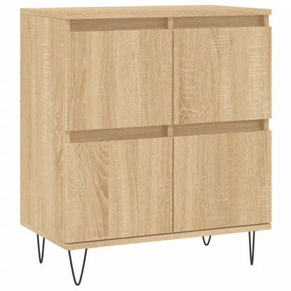 2pcs Modern Sonoma Oak Wood Sideboards - Freestanding Floor Storage Cabinets with 4 Doors & Spacious Top, Minimalist Design, Natural Wood Grain Finish, 68.58cm+ Height, 3.2 Cu Ft Capacity, Easy Assembly for Living Room, Entry