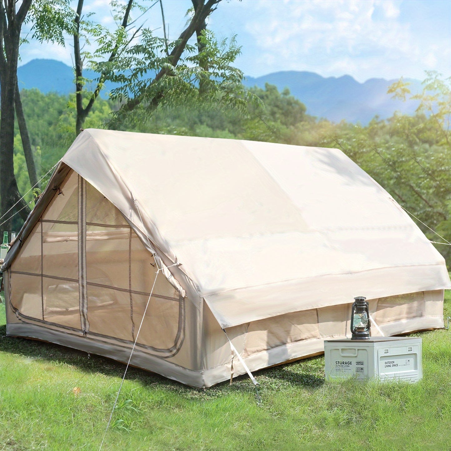 Opblaasbare Tent – Kampeertent – Familietent – Tunneltent – XL Tent – Snel Opzetten – Duurzaam 420D Oxford Materiaal – Geschikt Voor 8 Personen