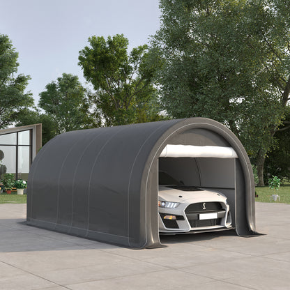 Carport – Garage – Afdak – Tent – Overkapping – Grijs – Gegalvaniseerd Stalen Frame – Waterdicht PE Zeildoek 190 g/m²