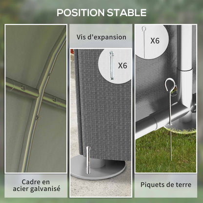 Opbergtent Fietsenstalling Tuinkot Fietsenhoes Motorhoes – Donkergrijs – Waterafstotend PE Materiaal – Stevig Gegalvaniseerd Metalen Frame – Grote Ritsdeur 106x126 cm – Compact 120x179x165 cm