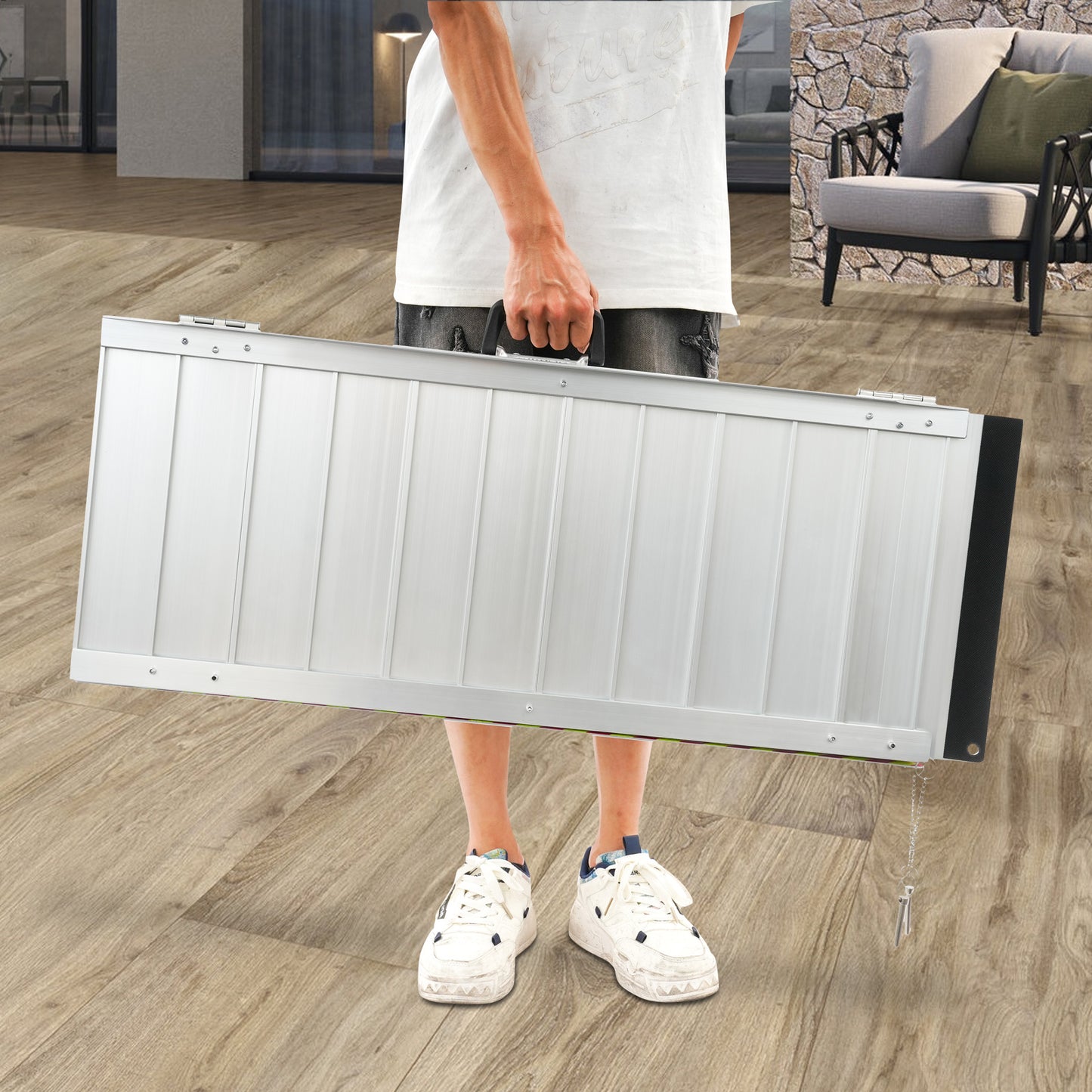 91.44cm Portable Ramp | Folding Handicap Ramp with Handle, Aluminum Alloy Material by NaMaSyo for Steps/Stairs/Scooter